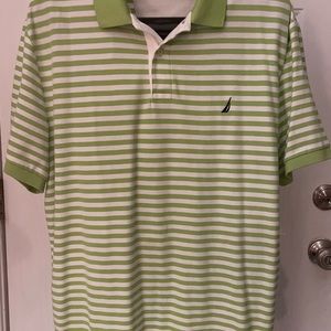 Náutica Men’s XXL Green & White stipe polo shirt